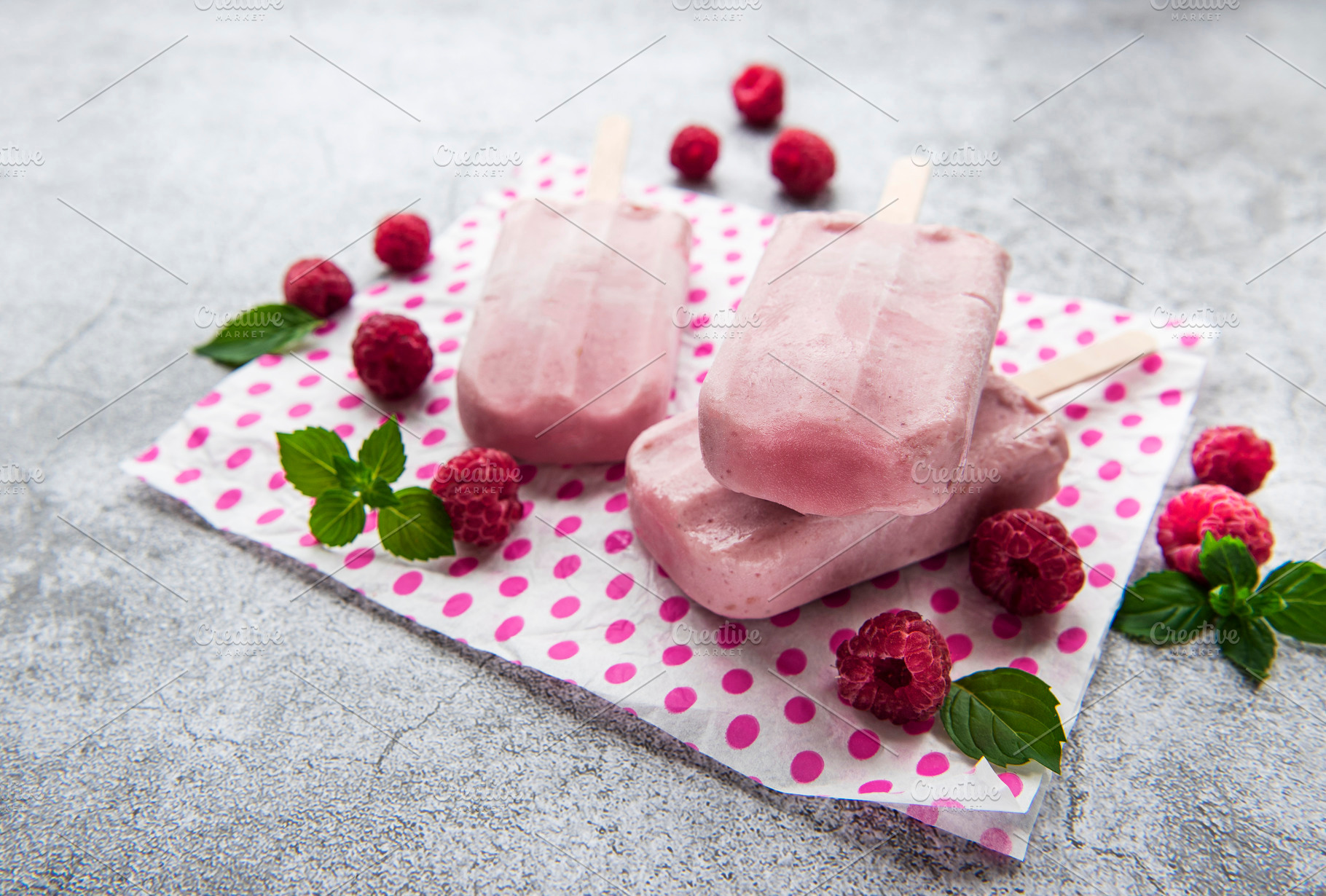 Homemade raspberry ice cream, a Food & Drink Photo by Olena Rudo