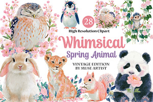 Whimsical Spring Animal Clipart, an Illustration by DreamArtGraphic