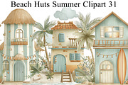 Beach Huts Summer Clipart, an Illustration by DreamArtGraphic (Thumbnail 1 of 8)