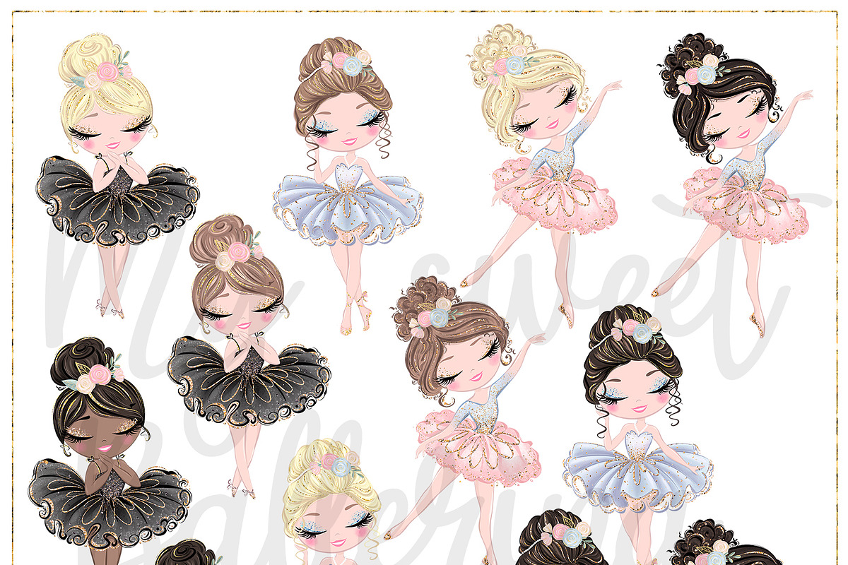 Ballerina Hand Drawn Clipart, a Decorative Illustration by Masha  Studio (Photo 3 of 8)