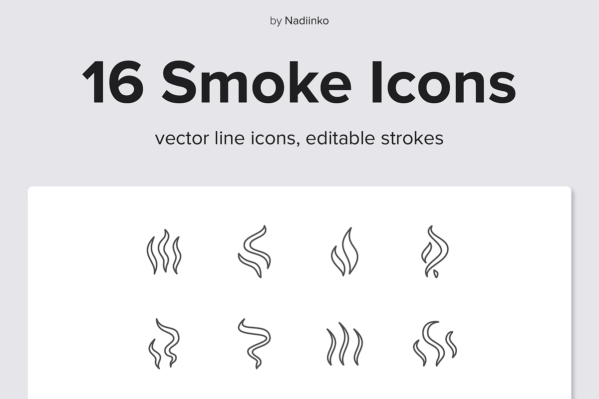 Smoke Line Icons, an Outline Icon by Nadiinko (Photo 1 of 2)