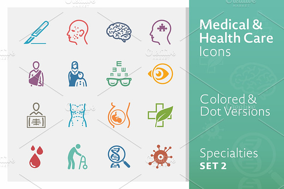 Colored Medical Specialties Icons 2