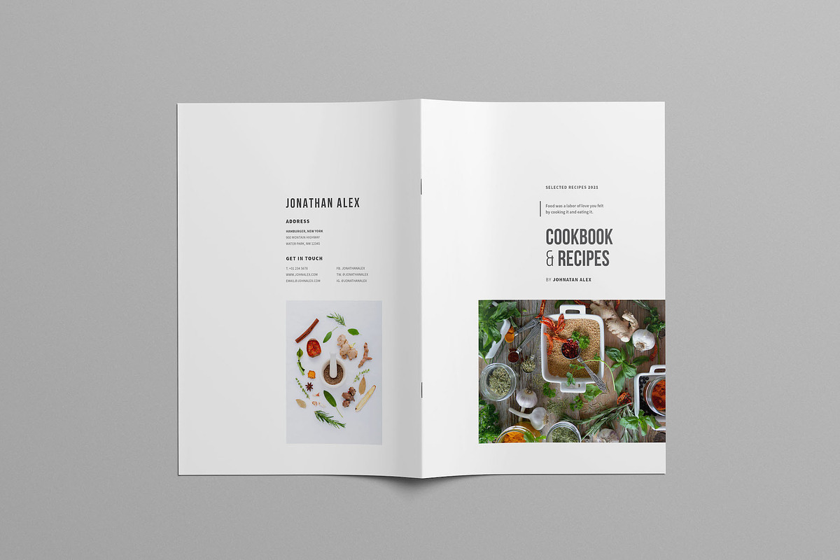 Minimal Cookbook/Recipes Book, a Brochure Template by Meenom Templates (Photo 2 of 14)
