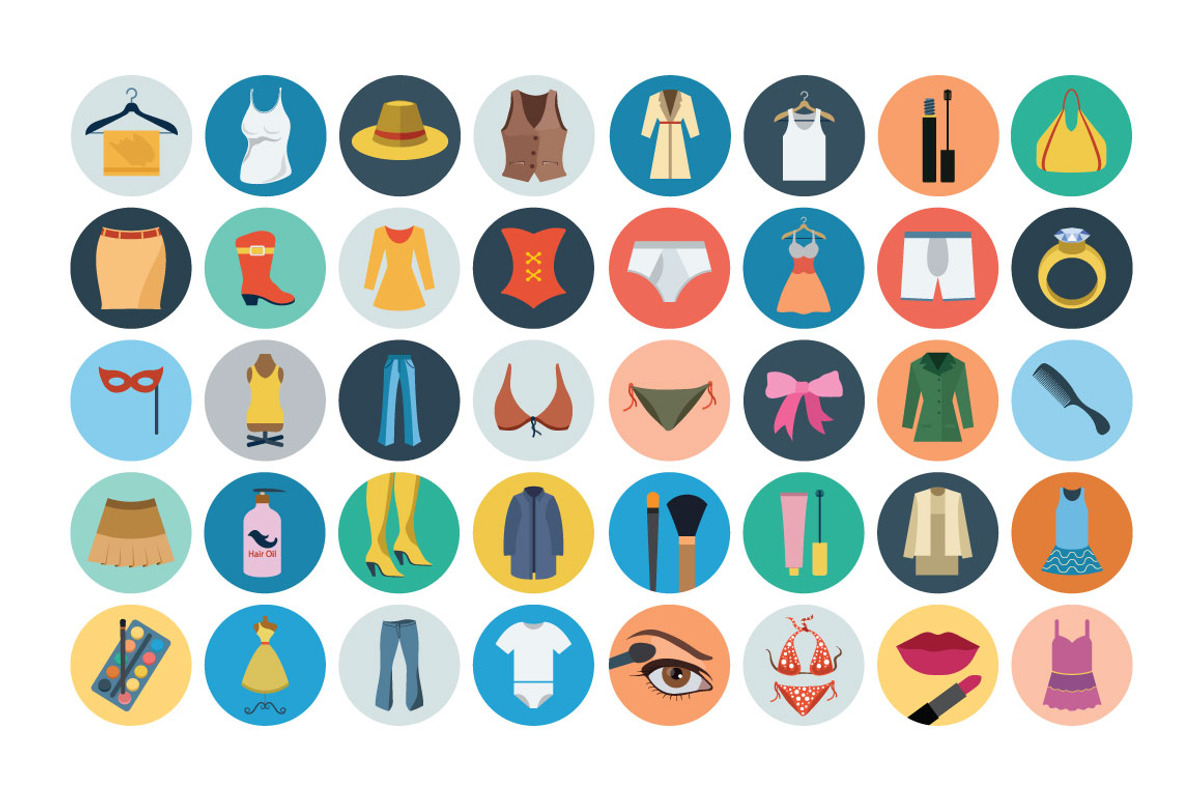100+ Fashion Flat Icons preview 2