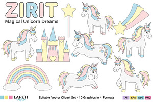 Cute Pastel Unicorn Clipart