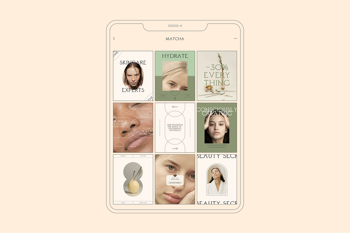 Matcha Skincare Instagram Template, a Social Media Template by Luna Studio (Photo 3 of 9)