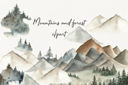 Mountains and forest clipart, an Object Illustration by ViolettaKh (Thumbnail 1 of 10)