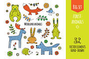 Forest animals hand-drawn, an Animal Illustration by EvgeniaV (Thumbnail 1 of 4)