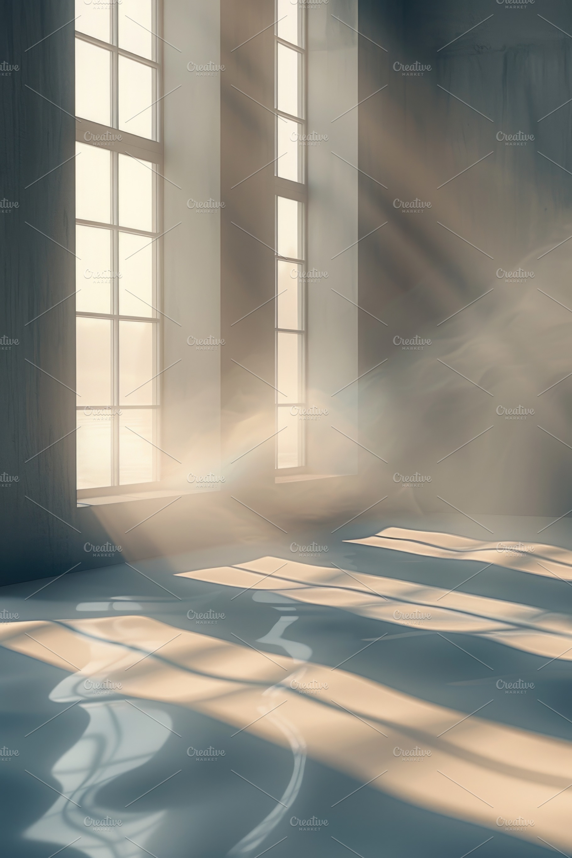 Sunlight streaming through large window casting soft shadows in, an Abstract Photo by José Manuel Gelpi