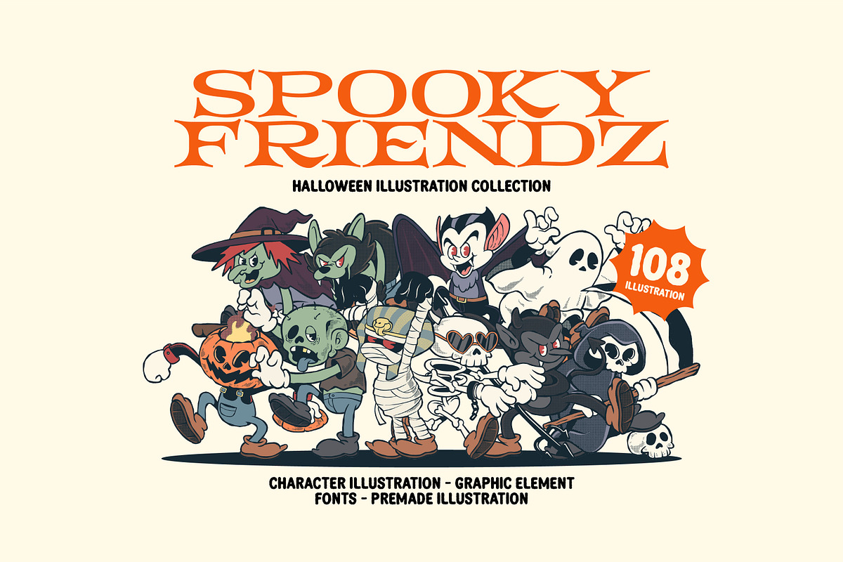 Spooky Friendz - Retro Halloween, a Seasonal Illustration by Ludere Studios (Photo 11 of 11)
