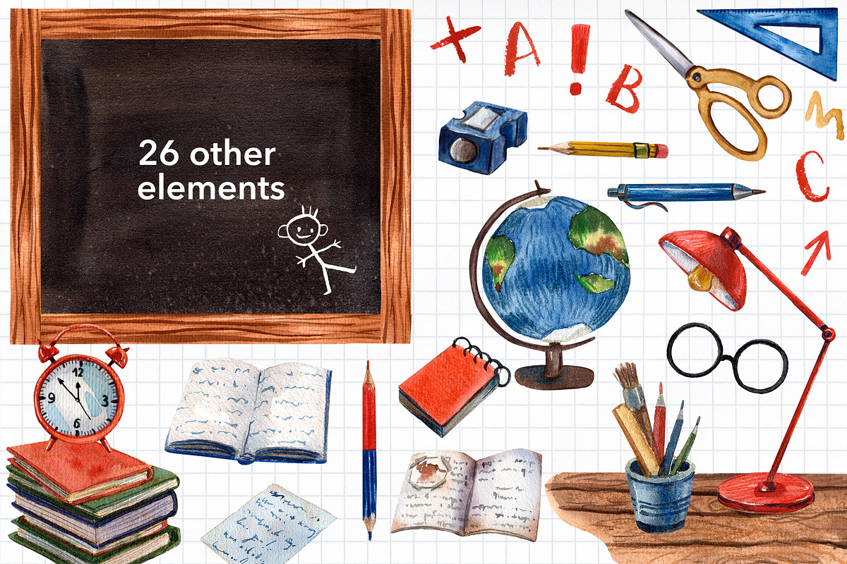 Little Students - Watercolor Clipart, an Education Illustration by Mashamashastu (Photo 4 of 15)