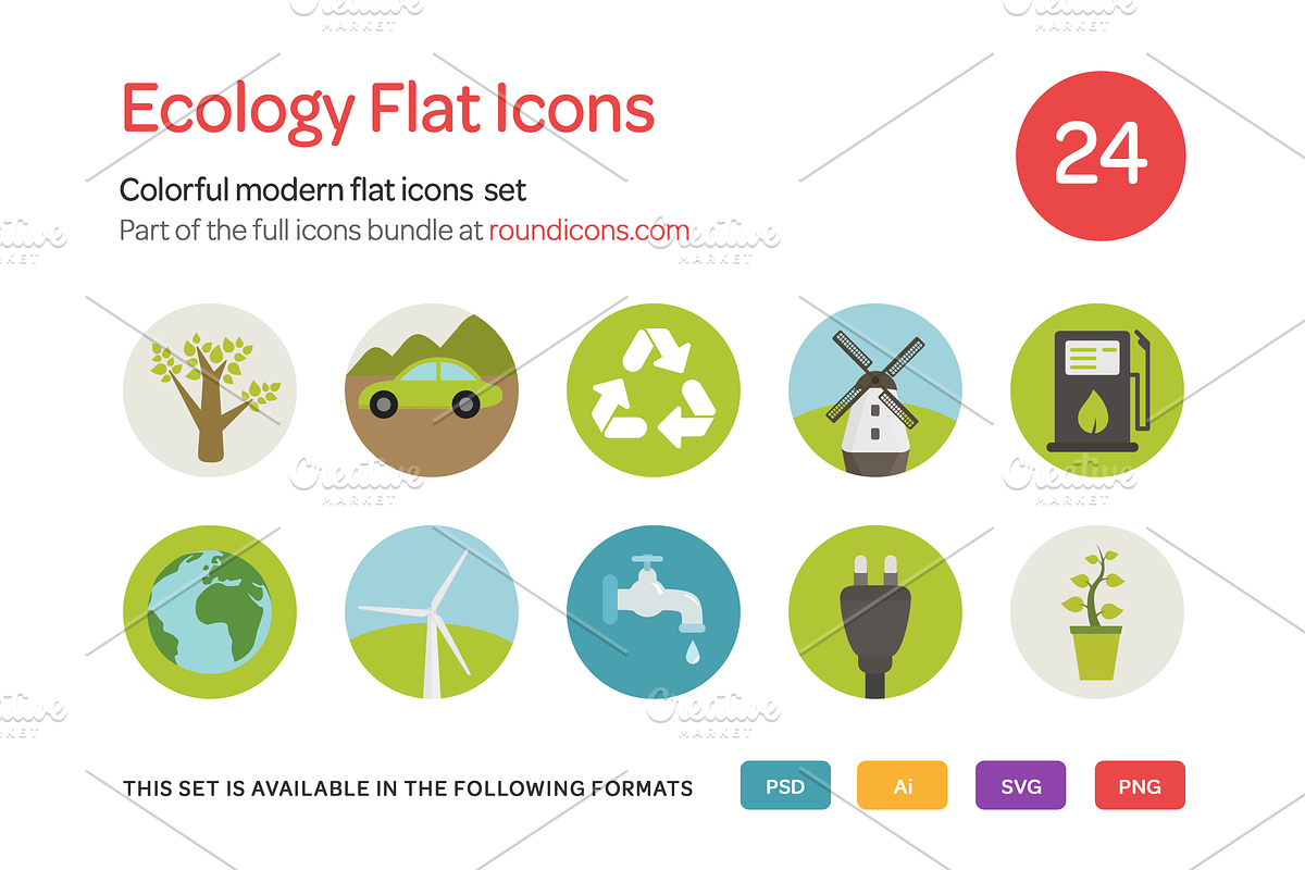 Ecology Flat Icons Set