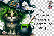 Witch Cat Clipart PNG Bundle, an Illustration by Clipart Bloom (Thumbnail 12 of 14)