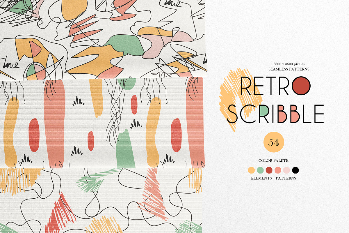 Retro Scribble Abstract pattern, a Pattern Graphic by AnnaTkachi (Photo 1 of 8)