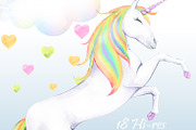 Watercolor rainbow unicorn cliparts, an Illustration by Sweet sweet design (Thumbnail 4 of 4)