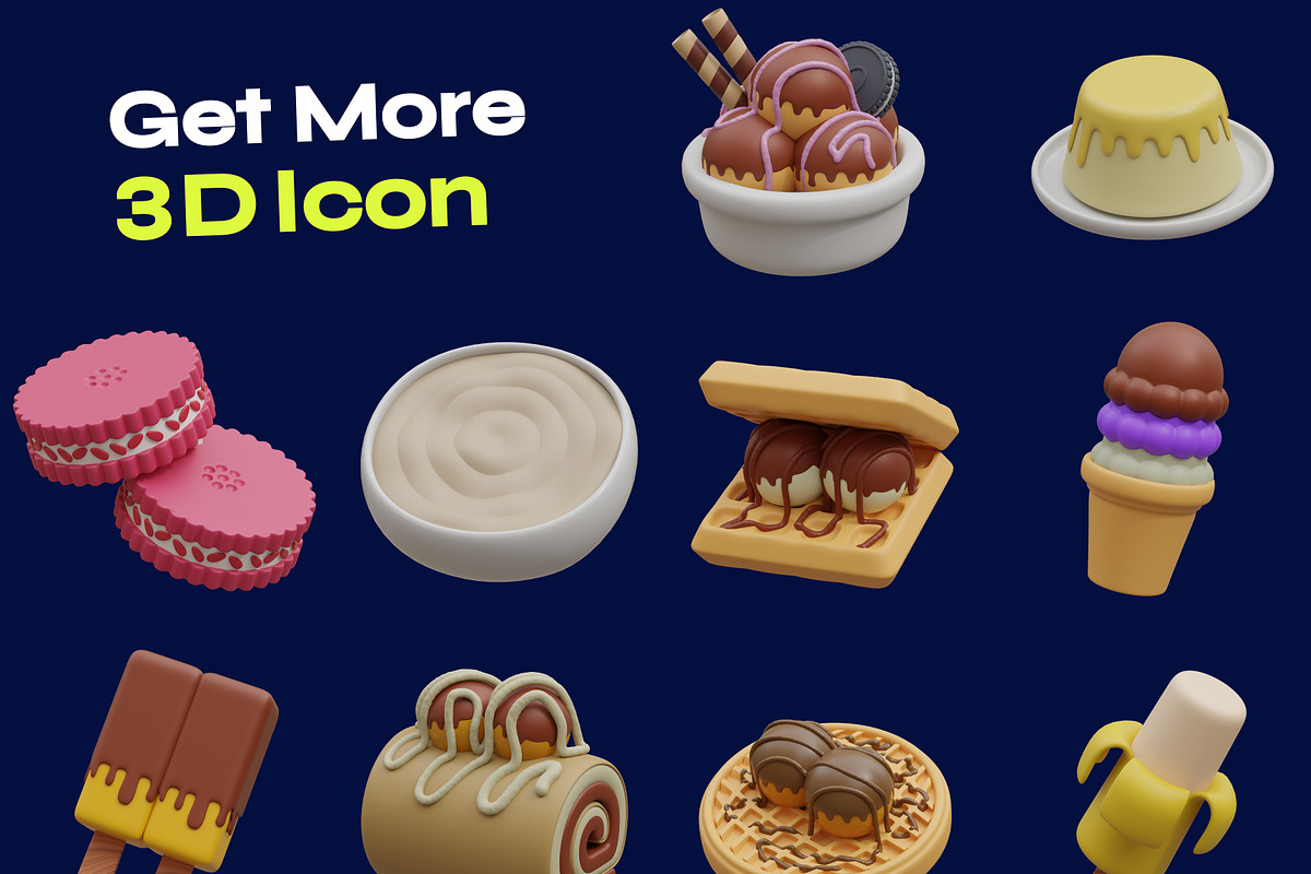 Ice Cream & Desserts 3D Icon, a Food & Drink 3D Model by orenjidesign (Photo 7 of 8)