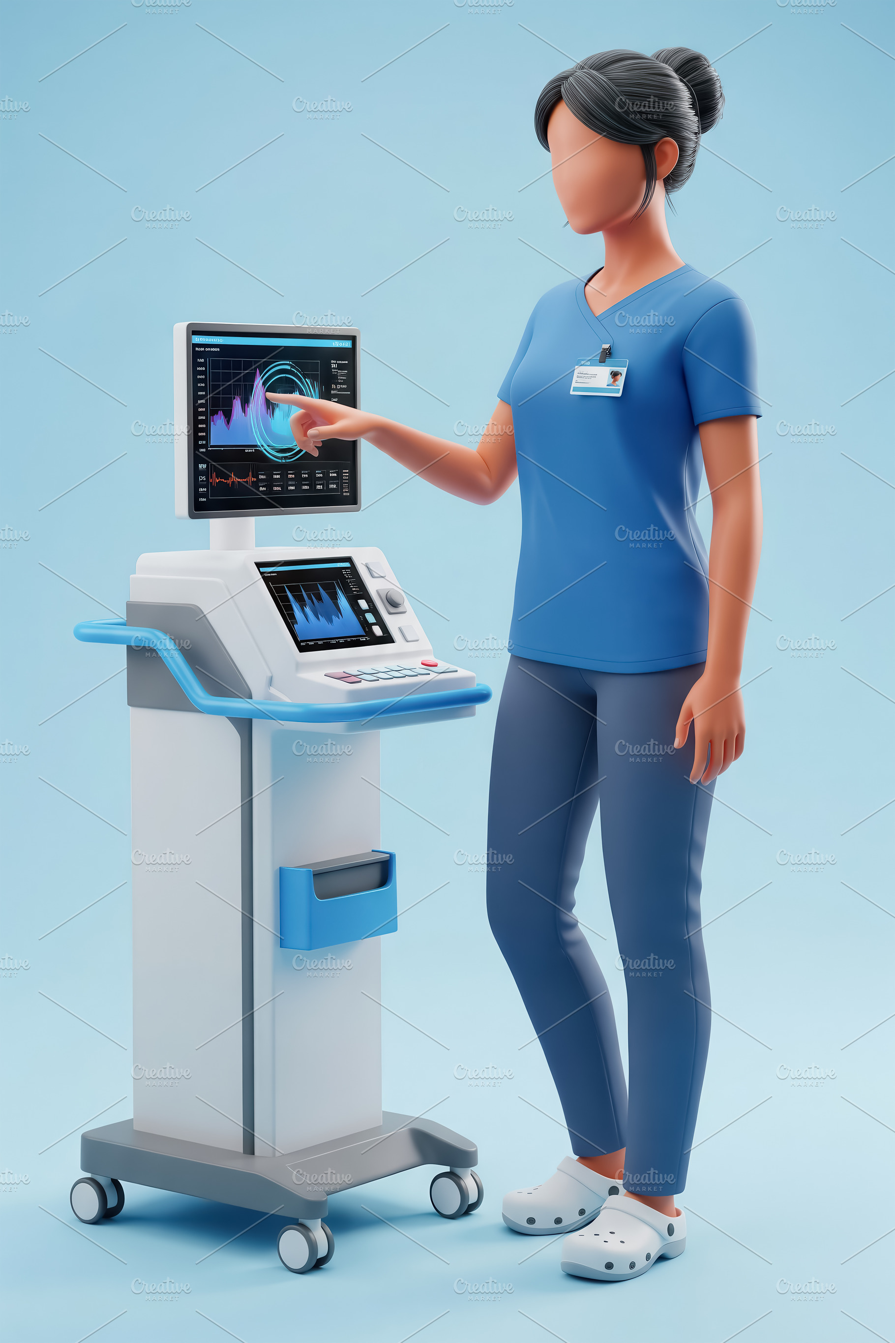 nurse working with a digital monito, a Health & Medical Photo by angellodeco