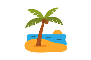 Palm tree on tropical island beach, an Object Illustration by GraphiShop