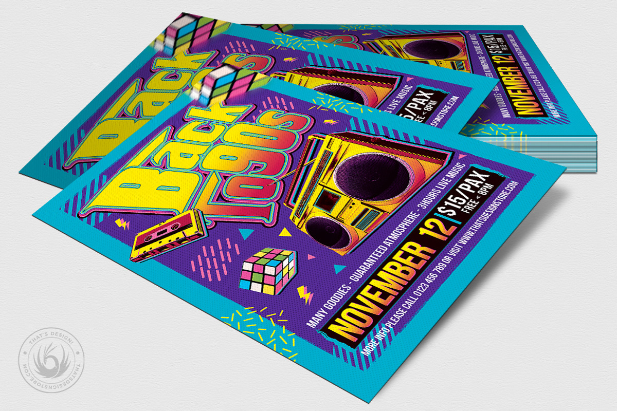 Back to the 90s Flyer Template, a Flyer Template by ThatsDesignArt (Photo 4 of 8)
