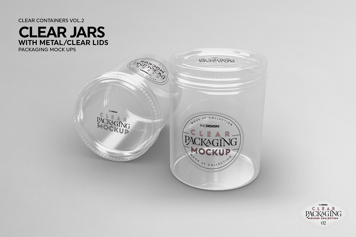 Clear Jars with Metal or Clear Lids, a Cups & Container Mockup by INCDesign (Photo 5 of 6)