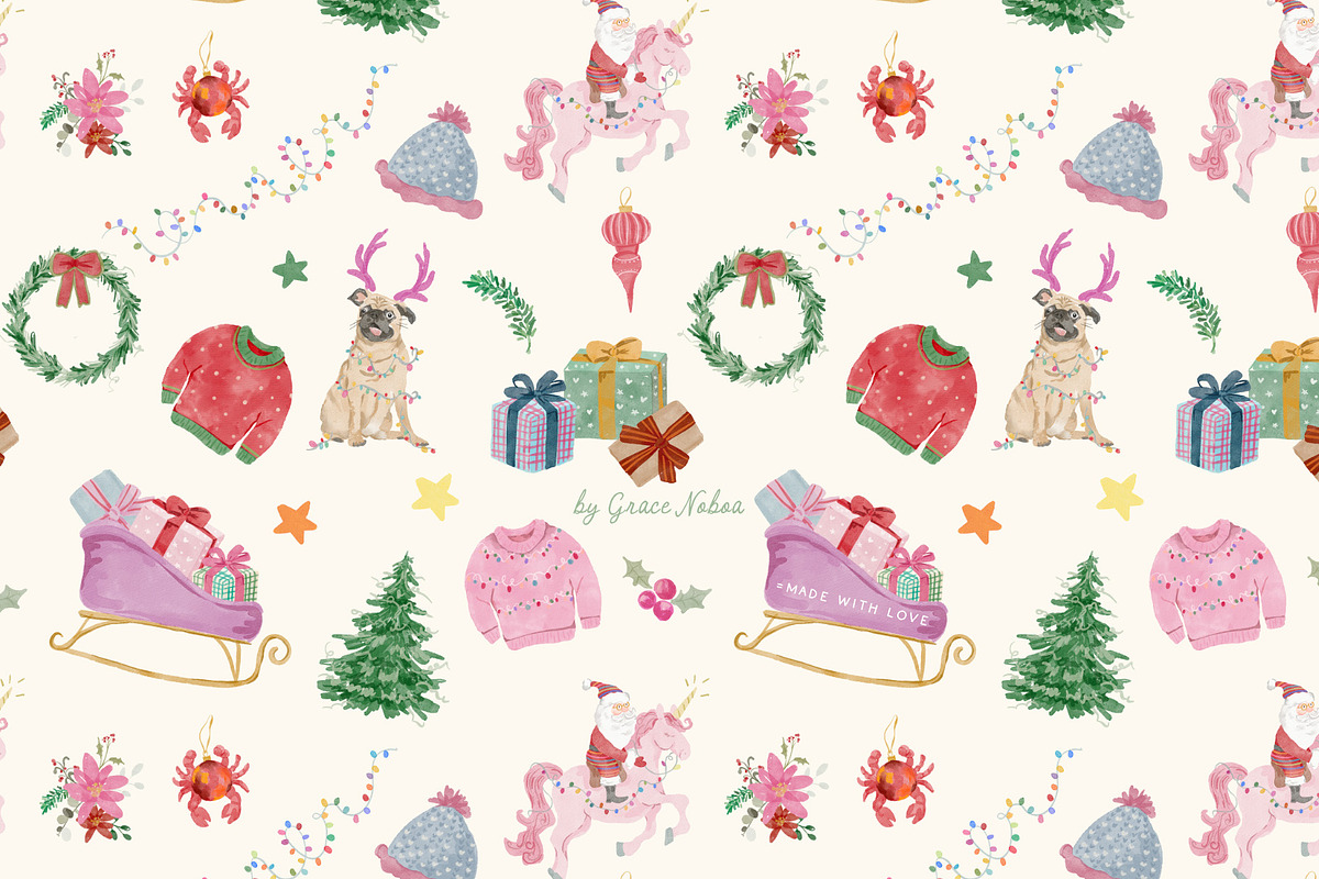 Watercolor christmas quirky holiday, an Object Graphic by Grace Noboa Illustrations (Photo 5 of 20)