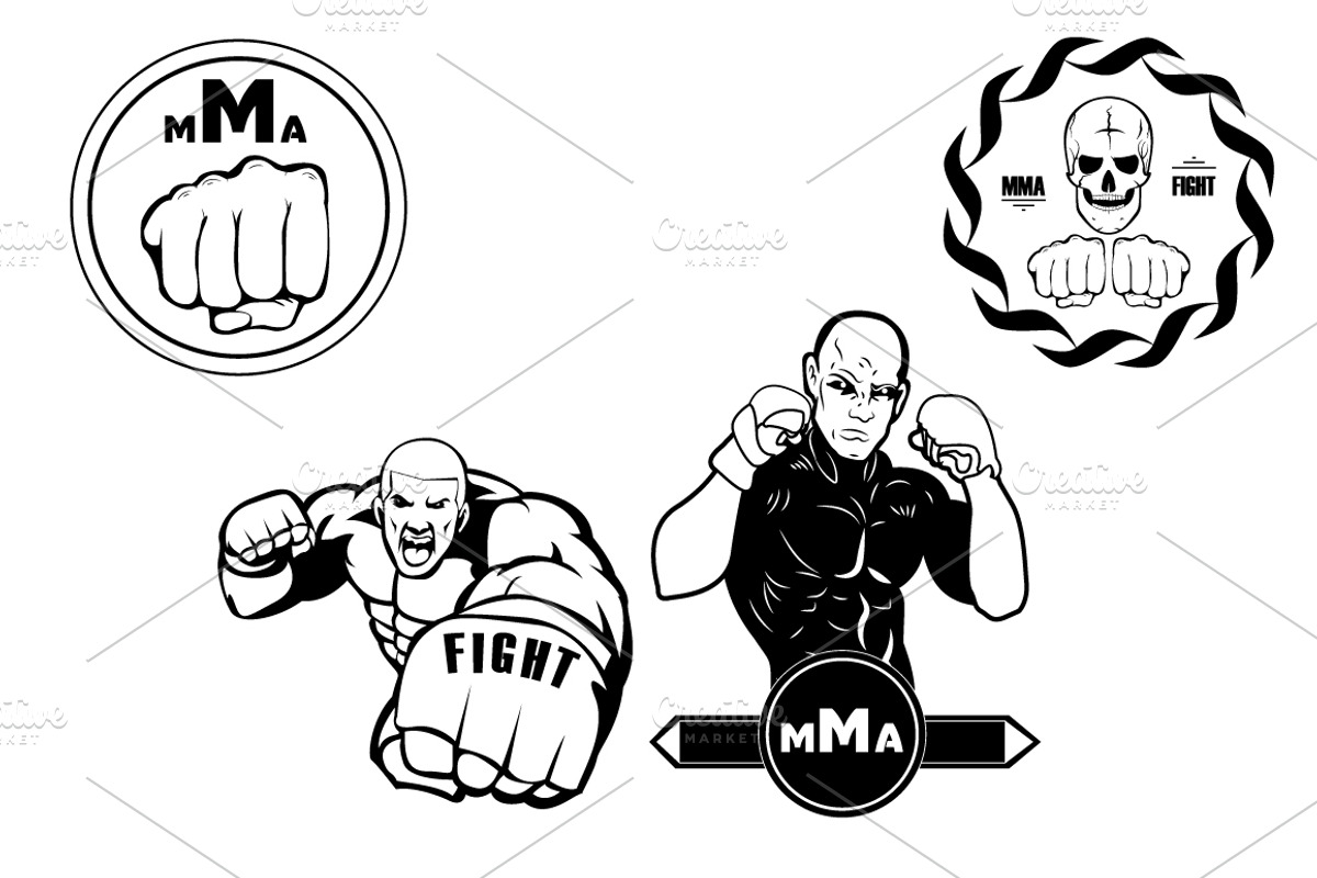 mma.  fighting without rules. vector, an Illustration by pashigorov