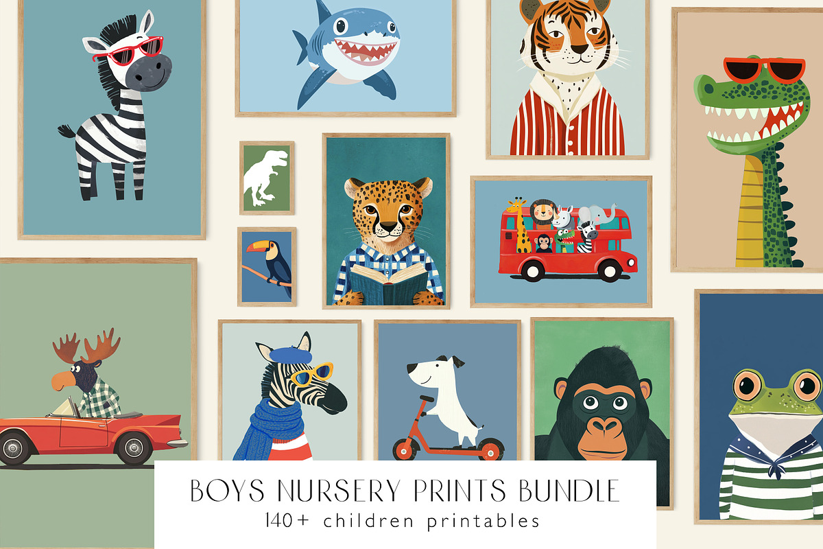 Boys Nursery Room Print Bundle, a Background Graphic by Artemsky (Photo 1 of 22)