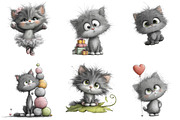 Whimsical Fluffy Kitten Clipart, an Illustration by DreamArtGraphic (Thumbnail 3 of 4)