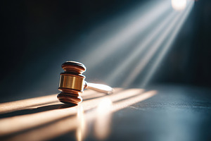 Wooden gavel in spotlight, an Abstract Photo by AlyaAnd