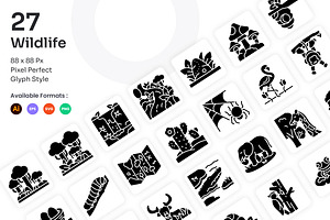 Wildlife Icons Set - Glyph, a Solid Icon by Kmg Design