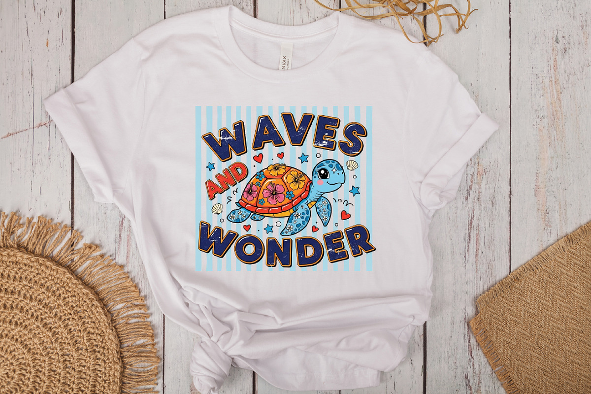 Waves and Wonder Turtle Summer PNG, an Illustration by CraftArtStudio (Photo 3 of 4)