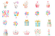 Watercolor Birthday Clipart, an Illustration by Designworld (Thumbnail 4 of 4)