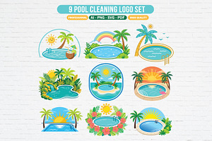 Pool Cleaning Logo Bundle, a Branding & Logo Template by Guavanaboy