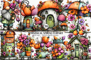 Whimsical Spring Clipart Bundle, an Illustration by Canvas Craft