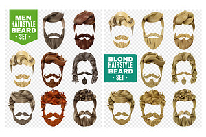 Male Beard And Hair Style Set