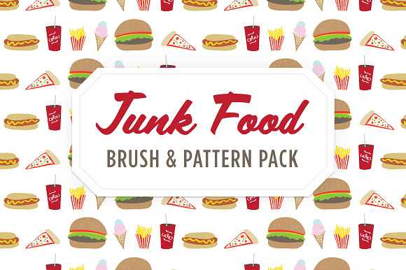 Junk Food Brush, Pattern & Icons preview 3