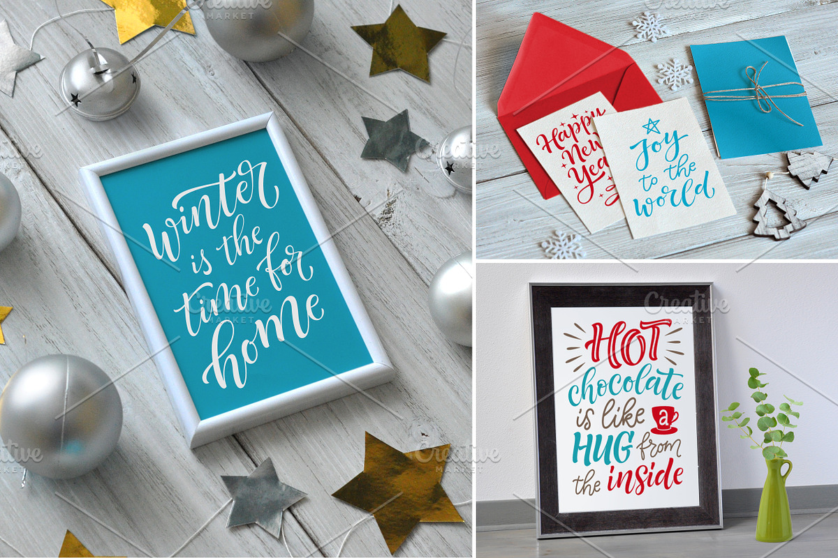 Winter holidays set | 60 lettering, an Illustration by bariskina (Photo 8 of 10)