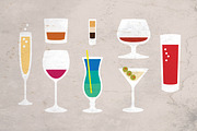 Alcohol Glasses Vector + FREE Poster, a Food Illustration by Goodputty (Thumbnail 1 of 4)