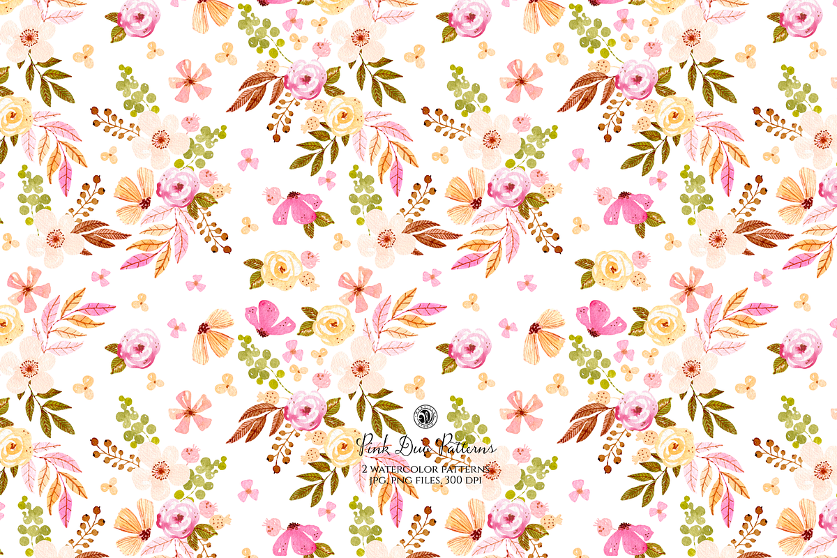 Pink Duo Watercolor Patterns, a Pattern Graphic by Webvilla Studio (Photo 5 of 6)