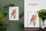 Beautiful Hand-painted Red Robin, a Decorative Illustration by Miriam Figueras (Thumbnail 4 of 4)