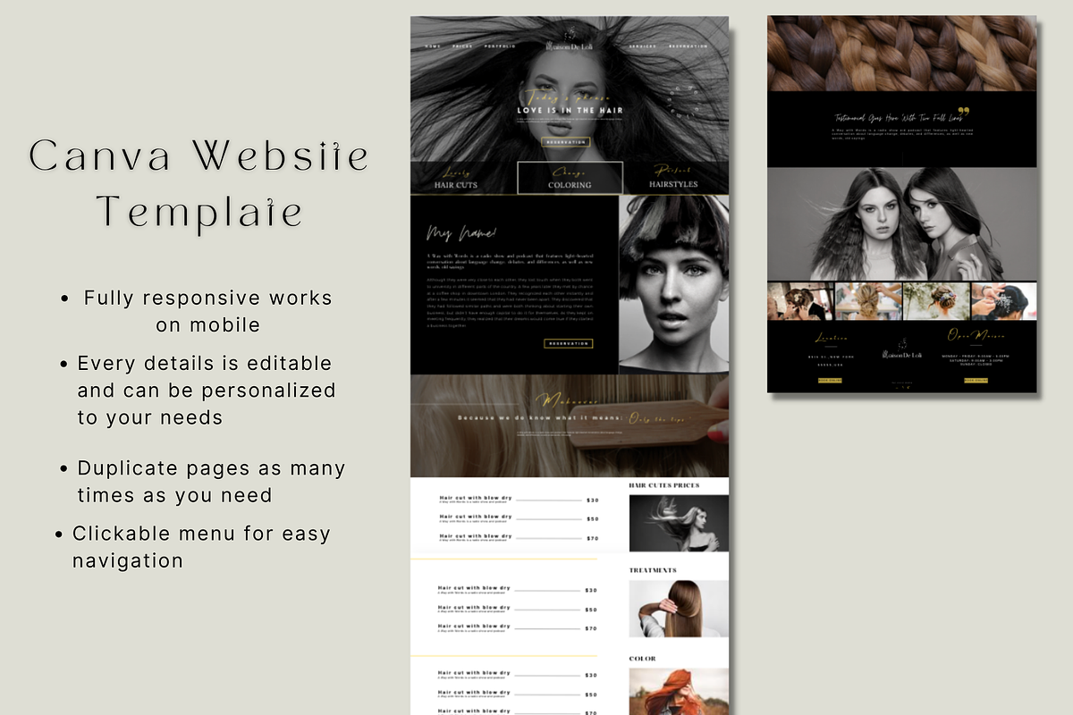 Beauty Website, Hair Website, a Websites & App Template by Prodesign (Photo 4 of 5)