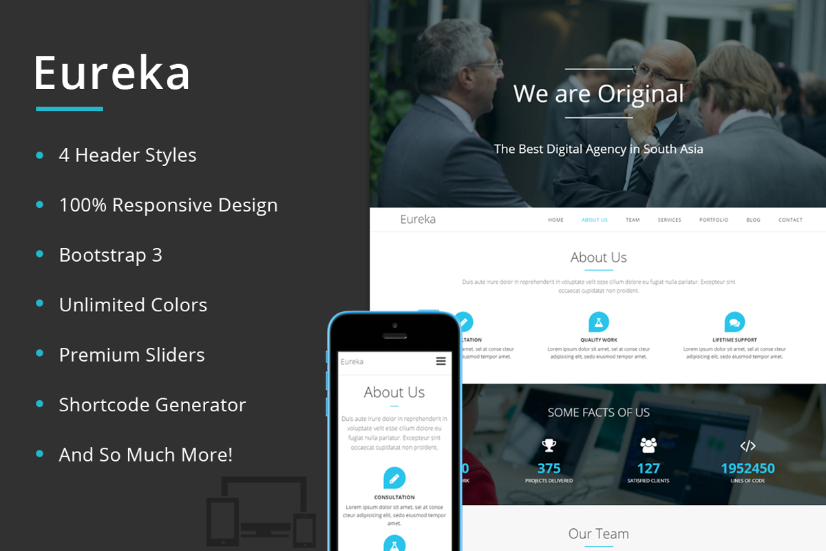 Eureka - One Page WordPress Theme, a WordPress Template by Gentil Studio (Photo 1 of 4)