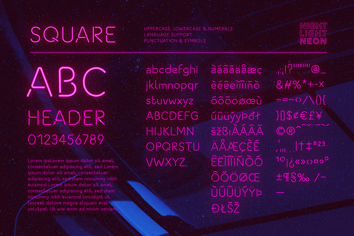 Retro Neon Font - Square Style preview 2