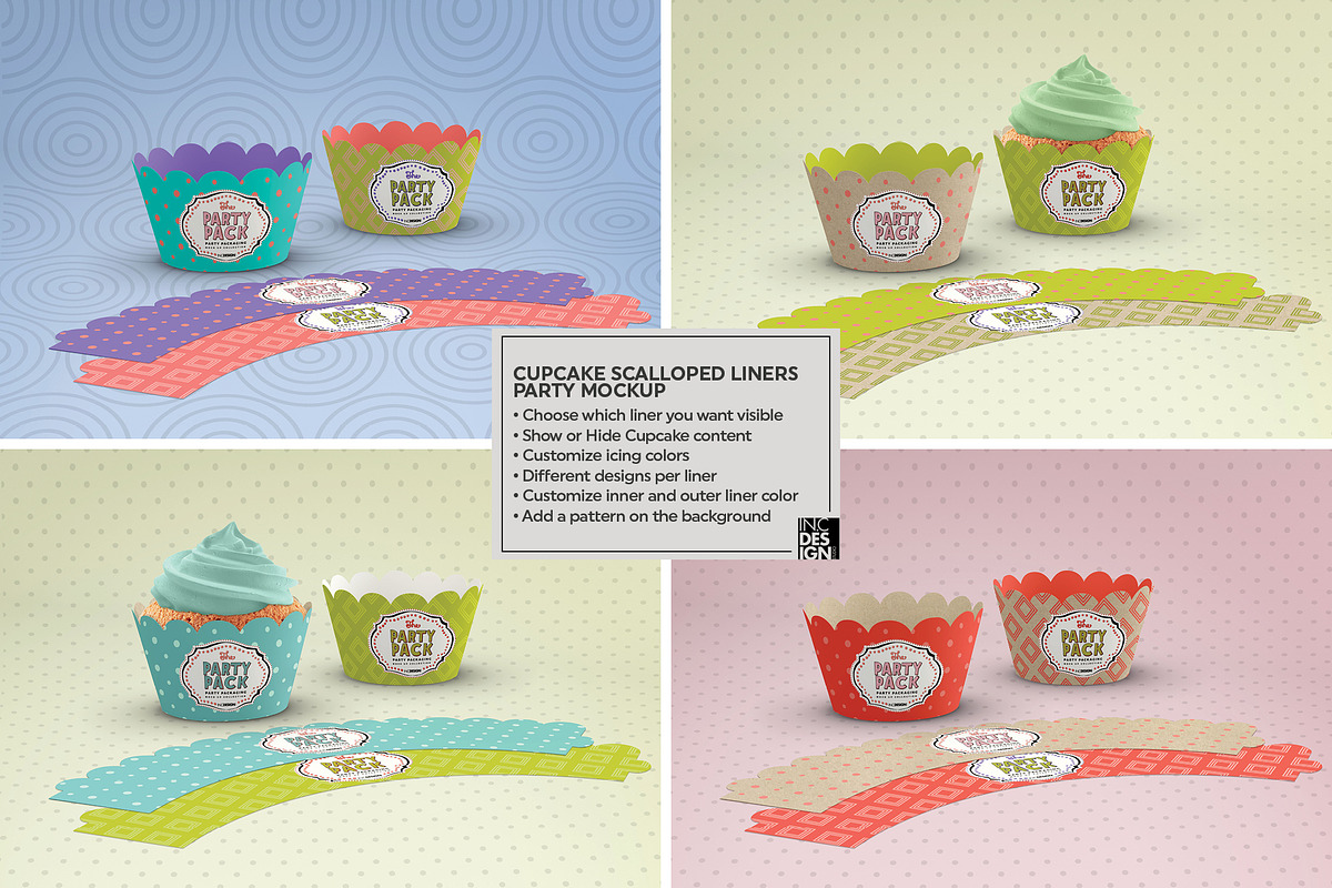 Cupcake Scalloped Liner Party Mockup, a Cups & Container Mockup by INCDesign (Photo 2 of 7)