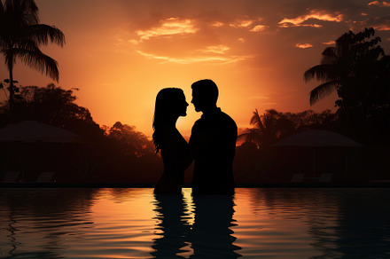 Silhouette of a young couple in swim, a Photo by Iftikhar Alam