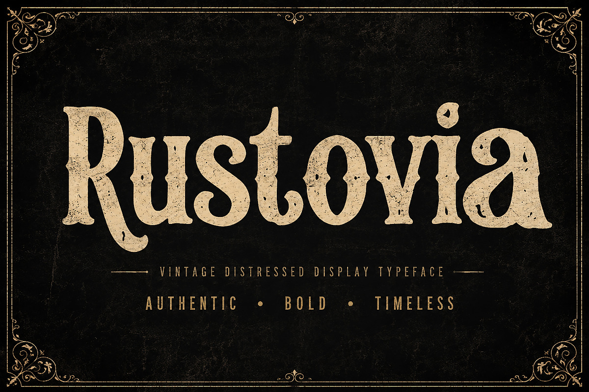 Rustovia – Vintage Display Font, a Script Font by Wow Magic (Photo 1 of 5)
