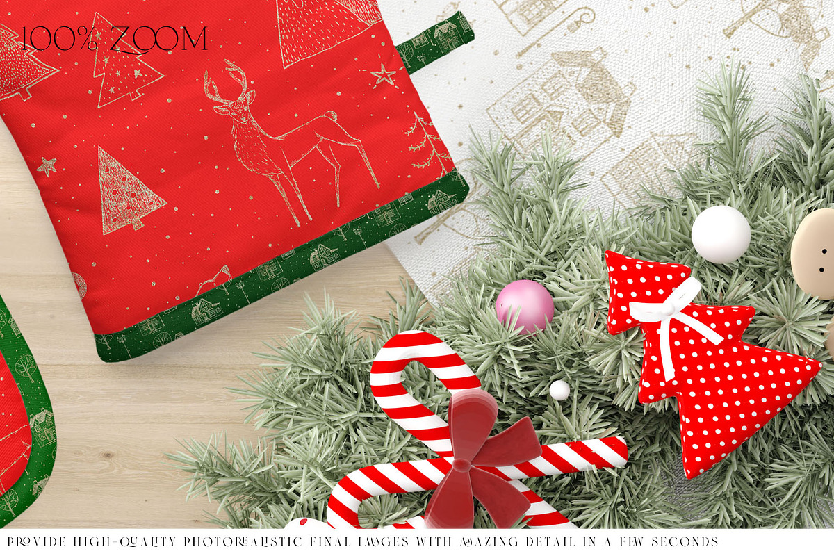 Christmas Oven Mitt & Potholders, a Product Mockup by mock-ups (Photo 4 of 16)