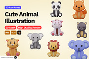 3D Cute Animal Illustration, an Animal 3D Model by SLAB! Design (Thumbnail 1 of 4)