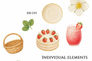 Strawberry Tea Time Watercolor Set, a Food Illustration by Sunshine Art (Thumbnail 4 of 7)