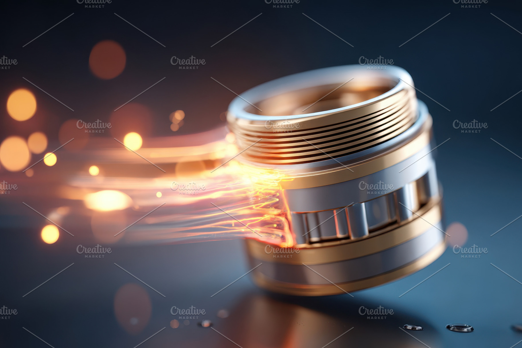 Dynamic metallic component with glowing effects, a Technology Photo by AlyaAnd